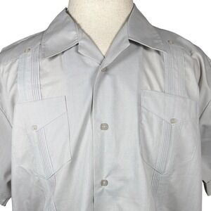 Contigo Mens Silver Grey Guayabera Short Sleeve Button Down Shirt XL Y45WH301